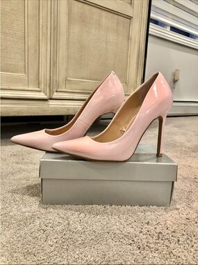 Express Pale Pink Patent Pointed-Toe Stiletto Heels